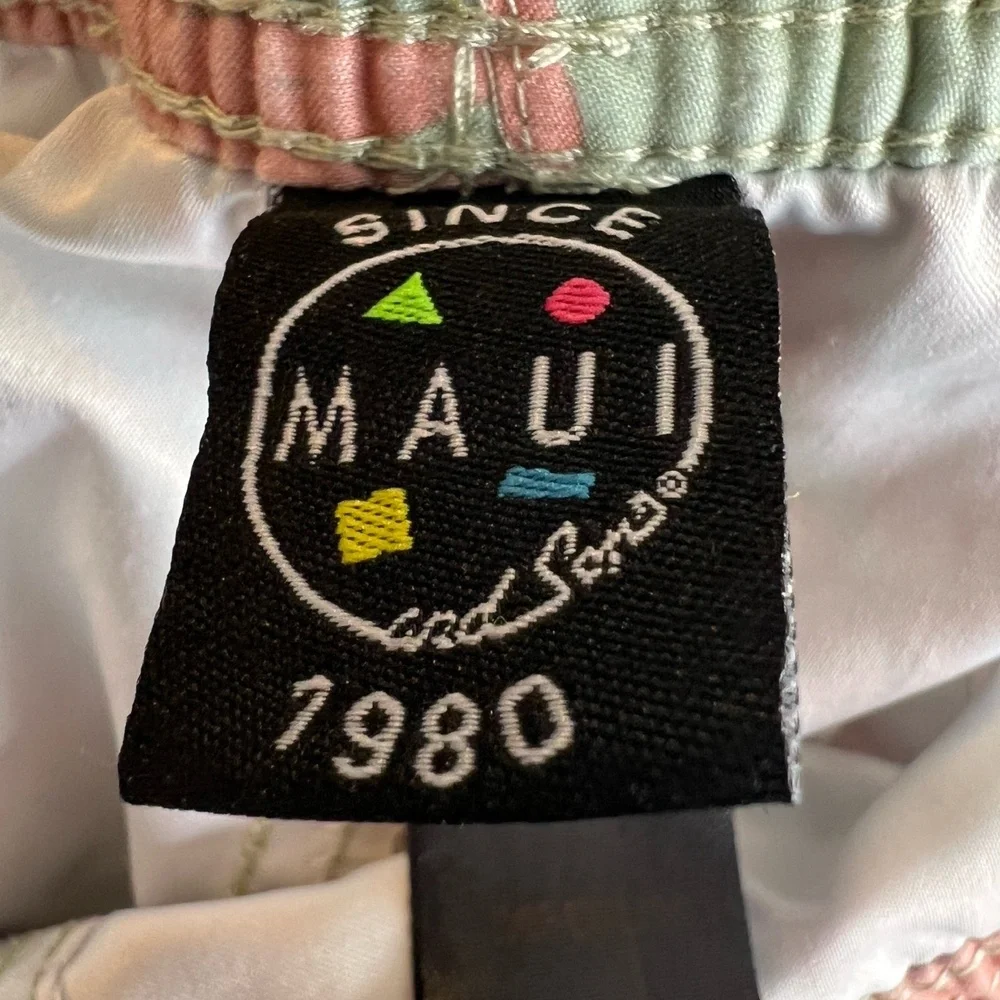 Maui & Sons‎ Board Shorts Swim Trunks Tropical Palm Print Size Medium